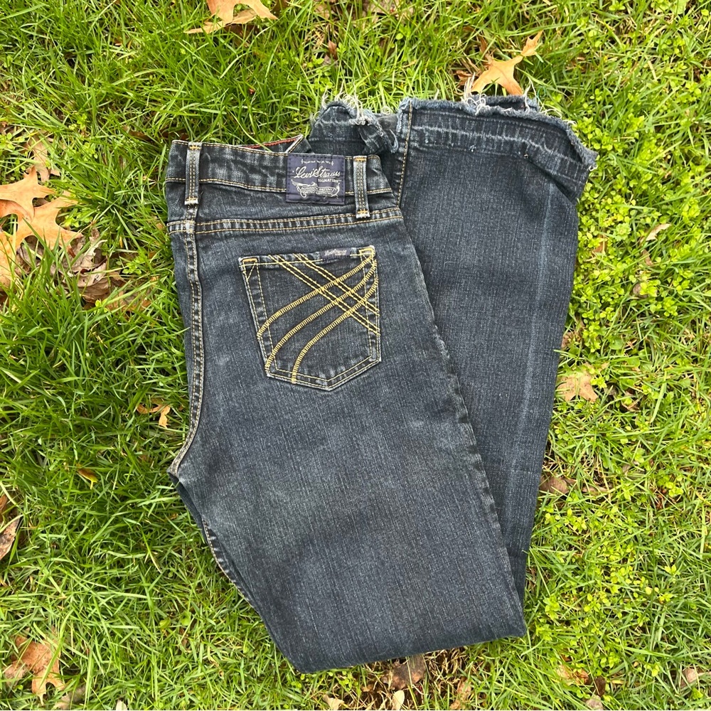 Signature by Levi Strauss Dark Wash Blue Jeans with Yellow Stitching